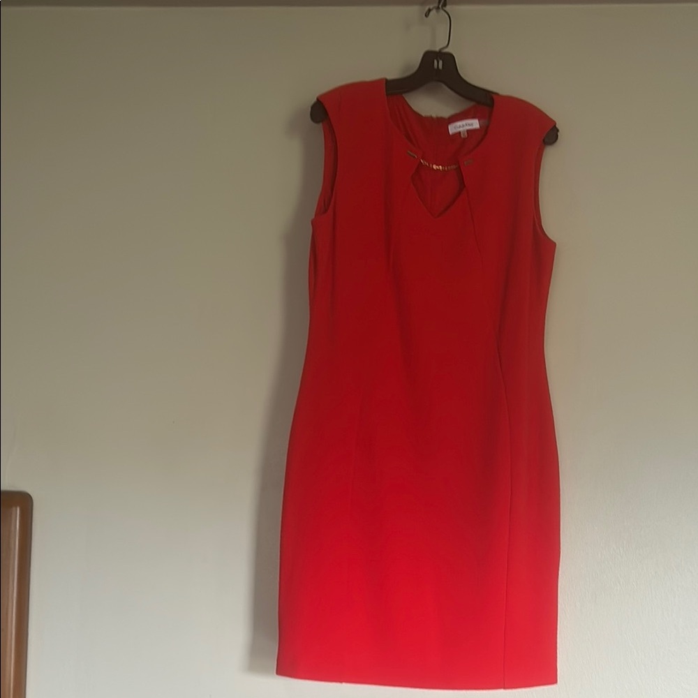 Calvin Klein Red Sheath Midi Dress for Cocktail